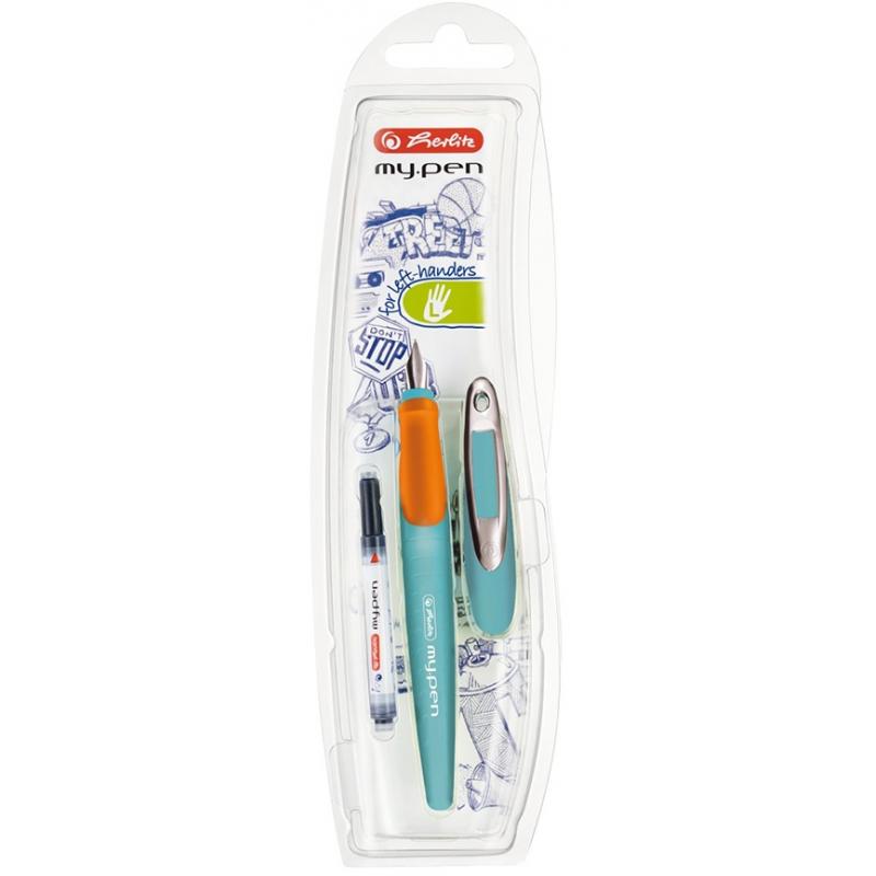 Stilou My.Pen, penita L, turcoaz/orange, pe blister, Herlitz