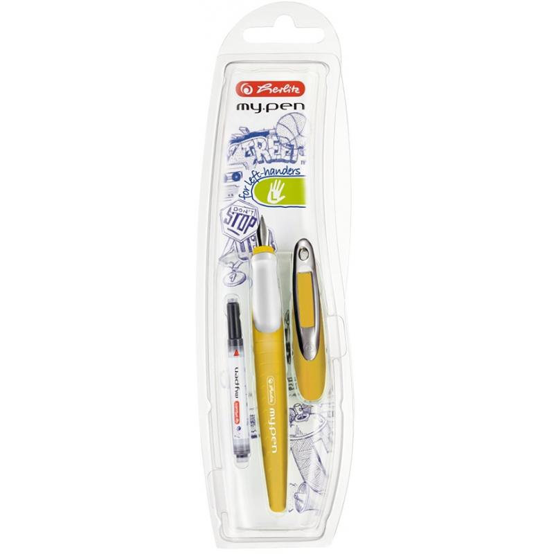 Stilou My.Pen, penita L, galben mustar/alb, pe blister, Herlitz