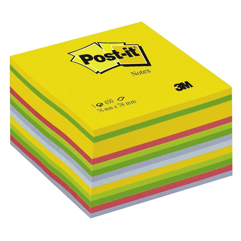 Notite adezive culori mixte cub Post-It 76 mm x 76 mm 450 file/cub 3M