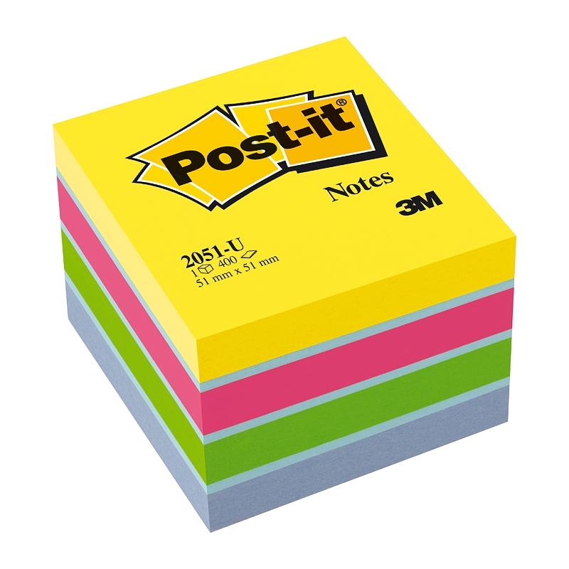 Notite adezive nuante ultra minicub Post-It 51 mm x 51 mm 400file/cub 3M