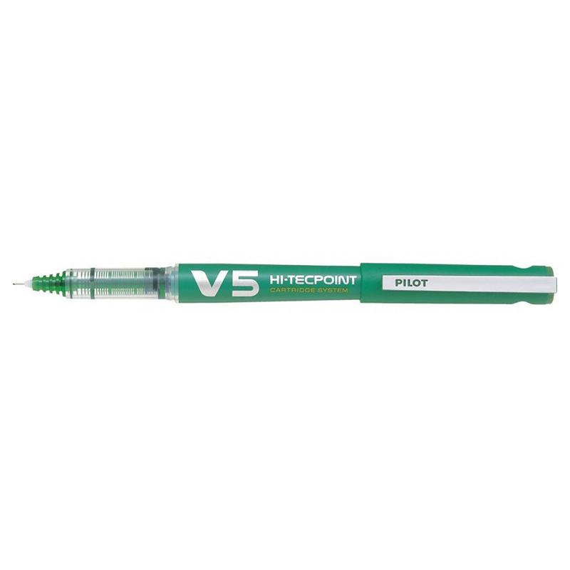 Roller reincarcabil V5 Hi-Tecpoint 0.5 mm Pilot verde