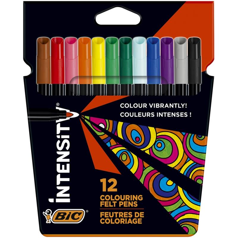 Carioci Intensity, cerneala lavabila, 12 culori/set BIC