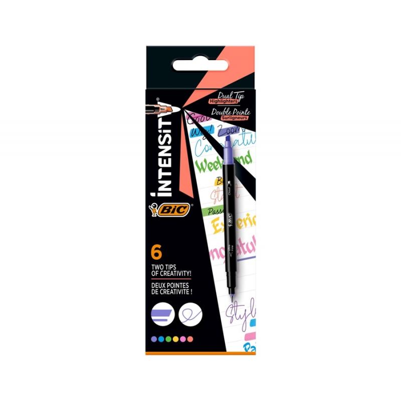 Set Evidentiatoare si Fineliner Intensity Dual Tip, asortat, blister, 6 bucati/set, Bic