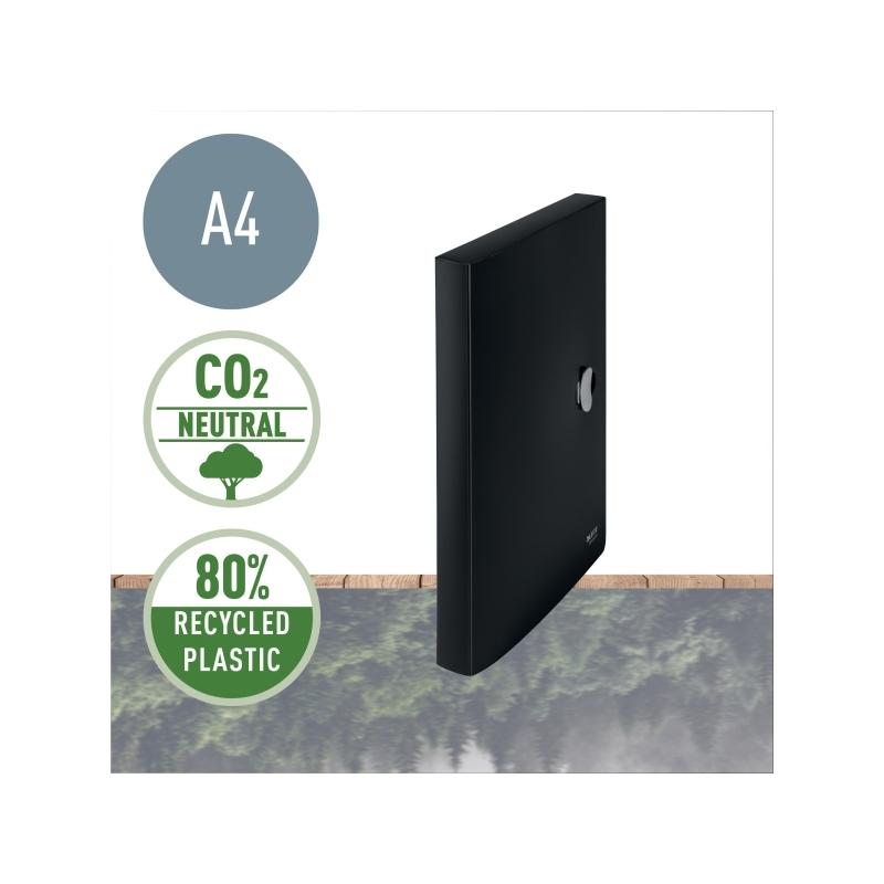 Mapa cu elastic Recycle Jumbo, PP cu amprenta CO2 neutra, partial reciclat, certificare Blue Angel, reciclabil, A4, 250 coli, negru, Leitz