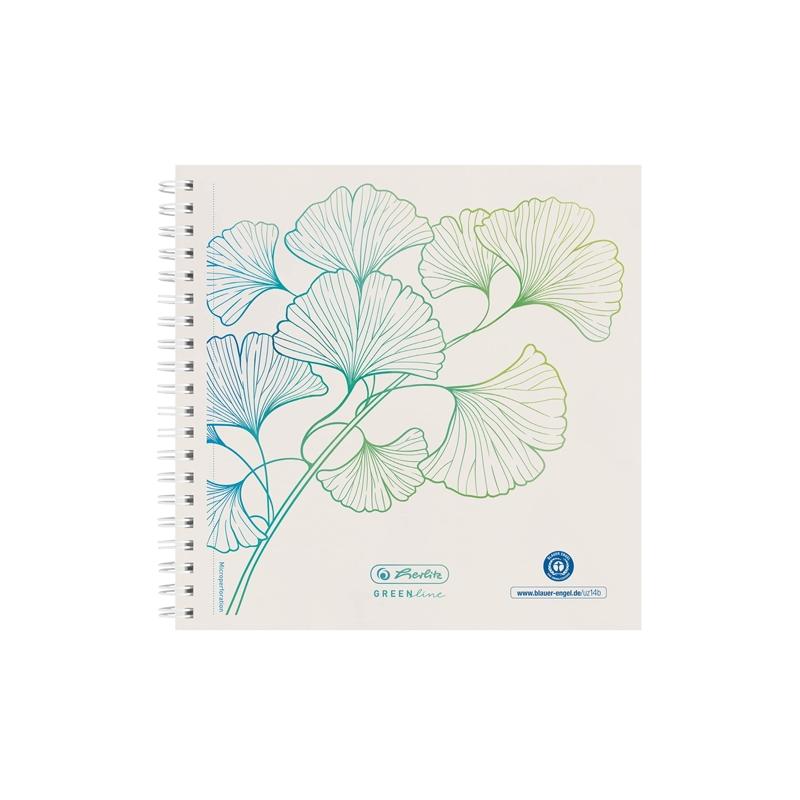 Bloc notes spira dubla, 100 file, Ginkgo Greenline, Herlitz