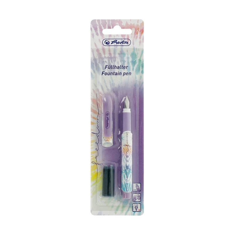 Stilou ergonomic penita M, 3 patroane incluse, New Batik Freedom, blister, Herlitz