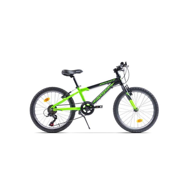 Bicicleta MTB Copii Pegas Mini Drumet, 20 inch, Negru Mat/Verde