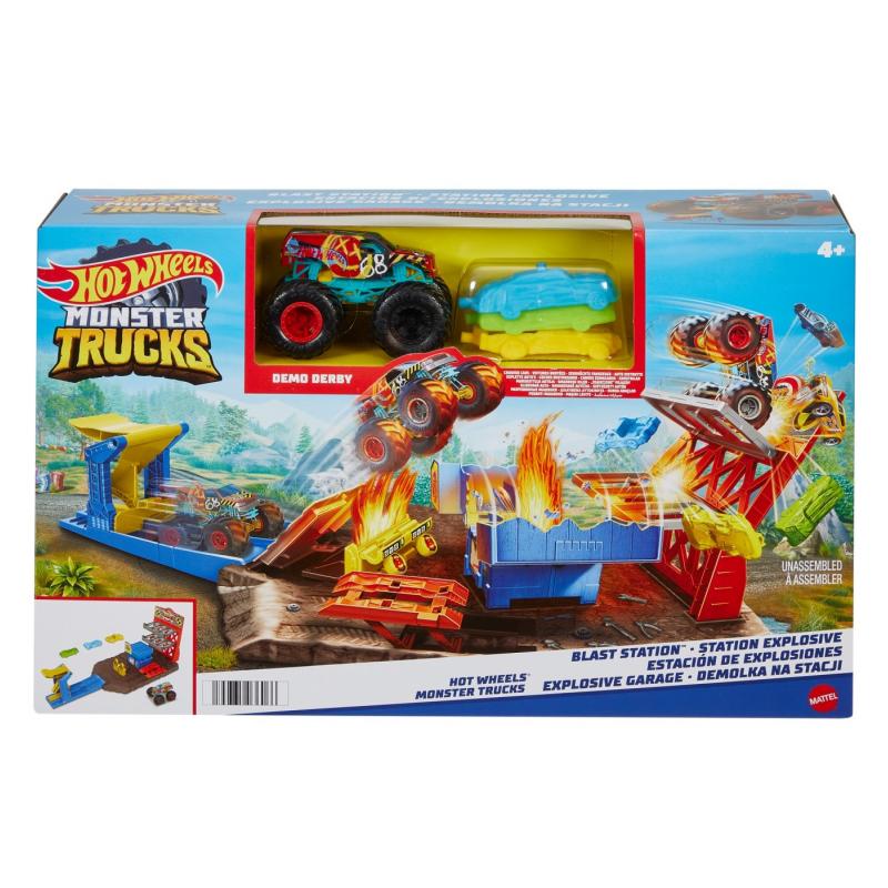 Hot wheels monster trucks set blast station