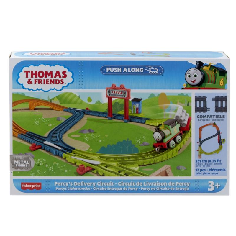 Thomas set de joaca cu locomotiva push along percy si accesorii