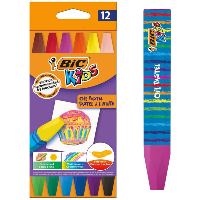 Creioane Pastel Bic, 12 Buc/set, Culori Asortate