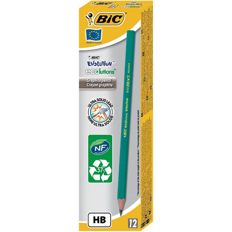 Creion Grafit Bic Eco Evolution 650, 12 Buc/set, Mina Hb