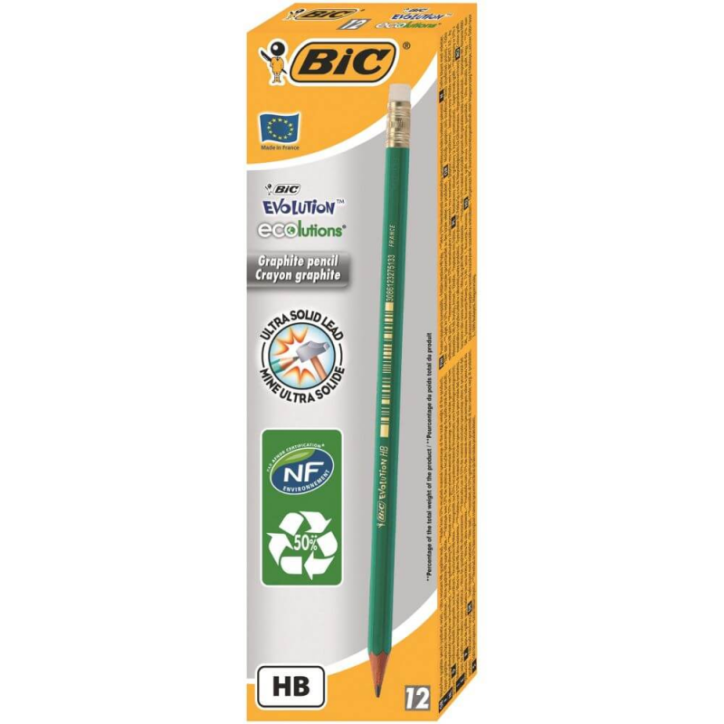 Creion Grafit Bic Eco Evolution 655, 12 Buc/set, Mina Hb