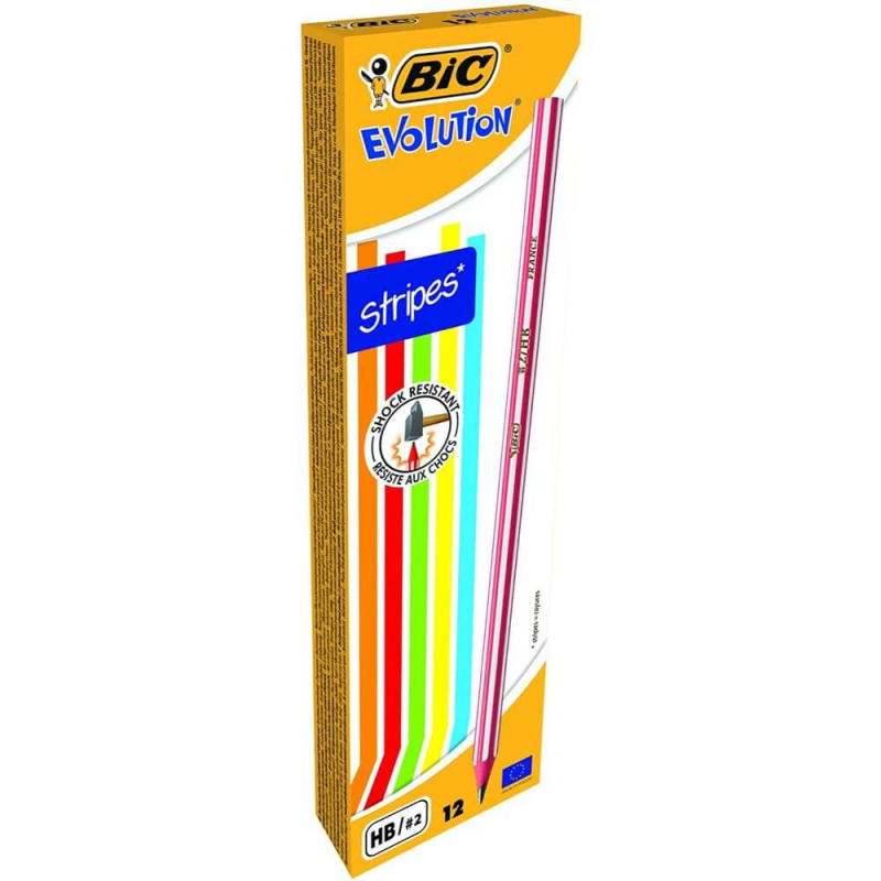 Creion Grafit Bic Eco Evolution Stripes 646, 12 Buc/set, Mina Hb