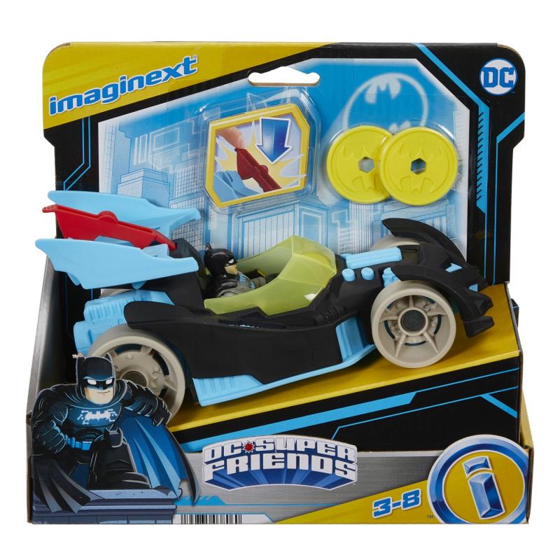 Fisher price imaginext dc super friends vehicul cu figurina batman cu costum gri