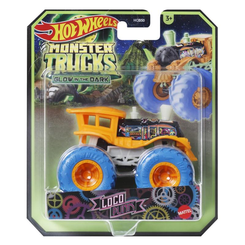 HOT WHEELS MONSTER TRUCK GLOW IN THE DARK MASINUTA LOCO PUNK SCARA 1:64