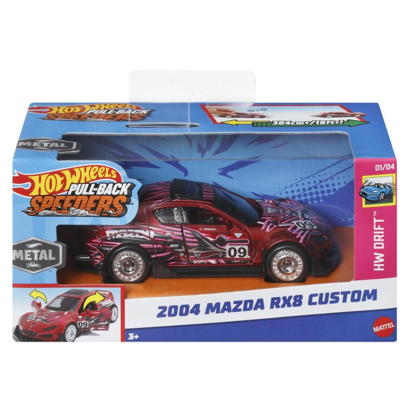 HOT WHEELS MASINUTA METALICA CU SISTEM PULL BACK MAZDA 2004 RX8 CUSTOM SCARA 1:43