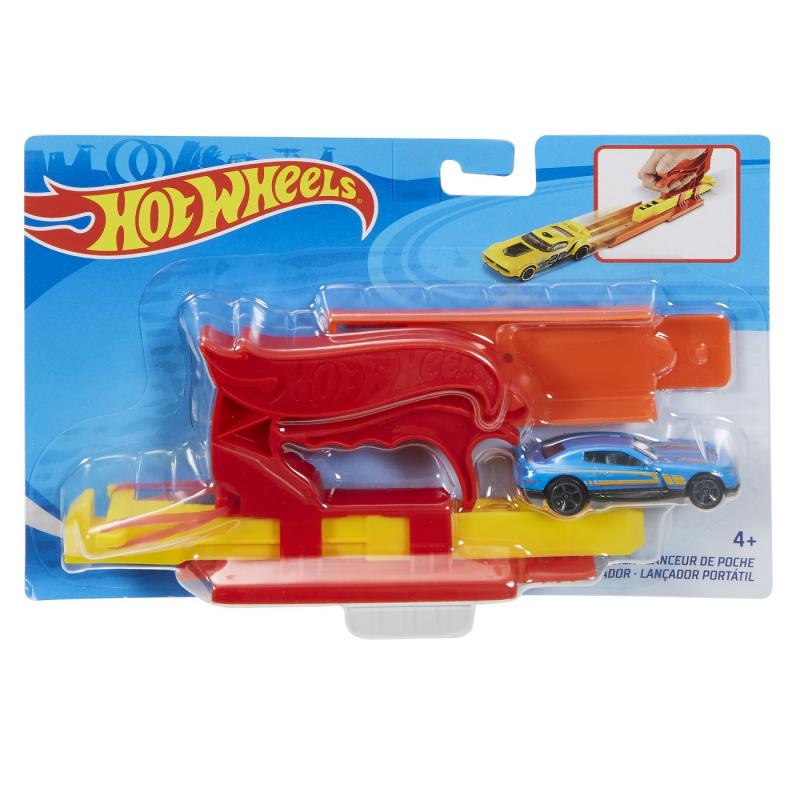 Hot wheels set lansator portabil rosu si masinuta