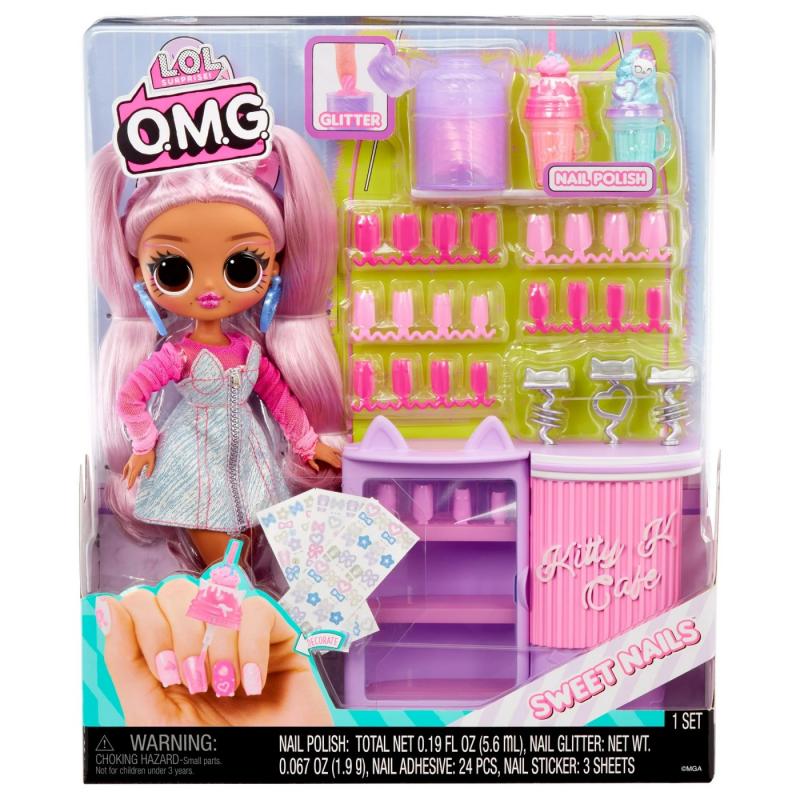 L.O.L. SURPRISE! OMG SWEET NAILS KITTY K CAFÉ SET PAPUSA CU ACCESORII