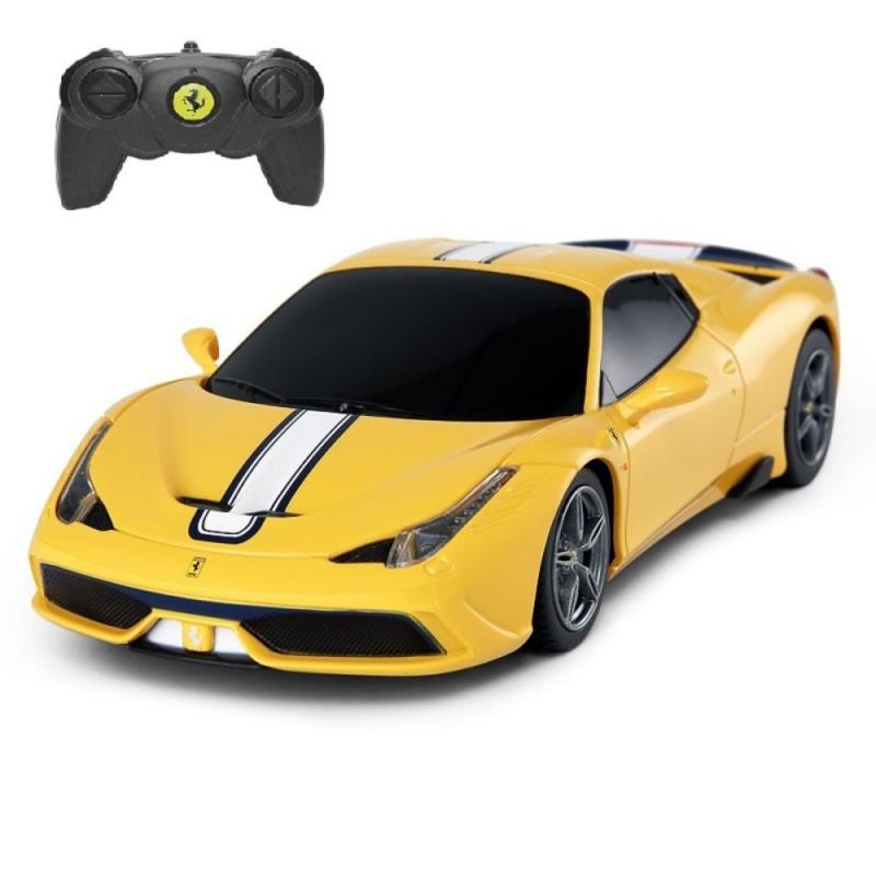 Masina cu telecomanda ferrari 458 speciale a galben cu scara 1 la 24