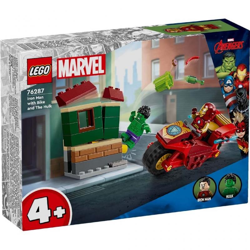 LEGO MARVEL IRON MAN CU MOTOCICLETA SI HULK 76287