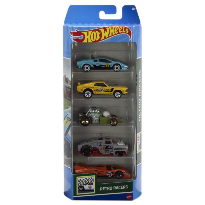 Set 5 masini hot wheels cu design retro racers