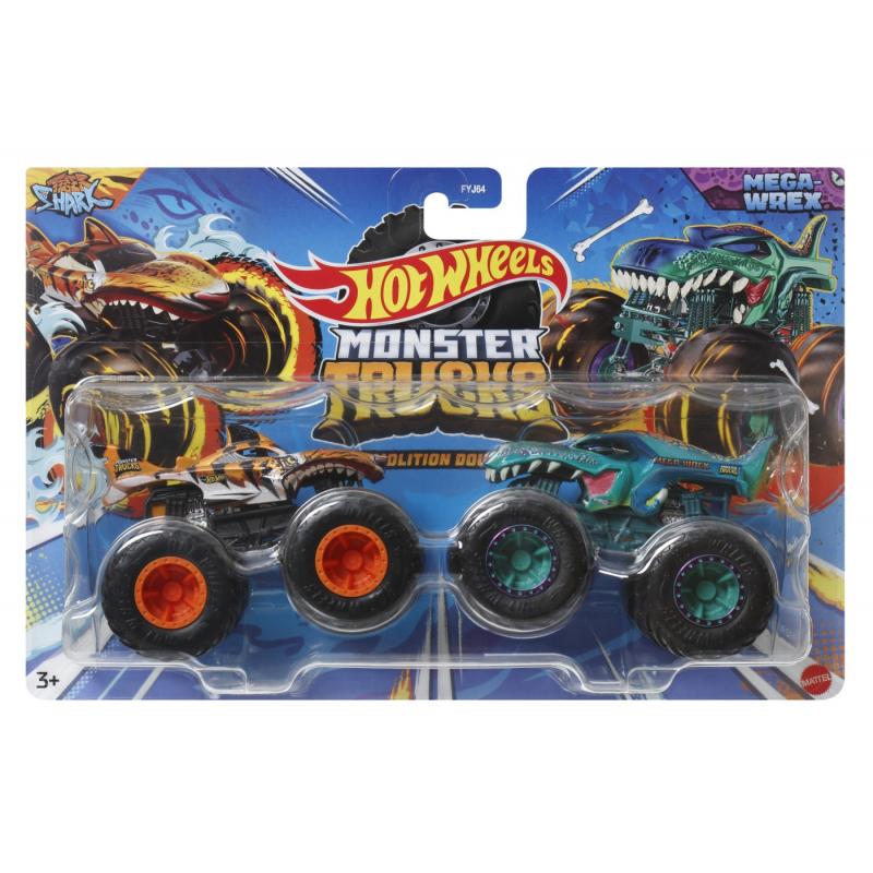 HOT WHEELS MONSTER TRUCK SET 2 MASINI TIGER SHARK SI MEGA WREX SCARA 1 LA 64