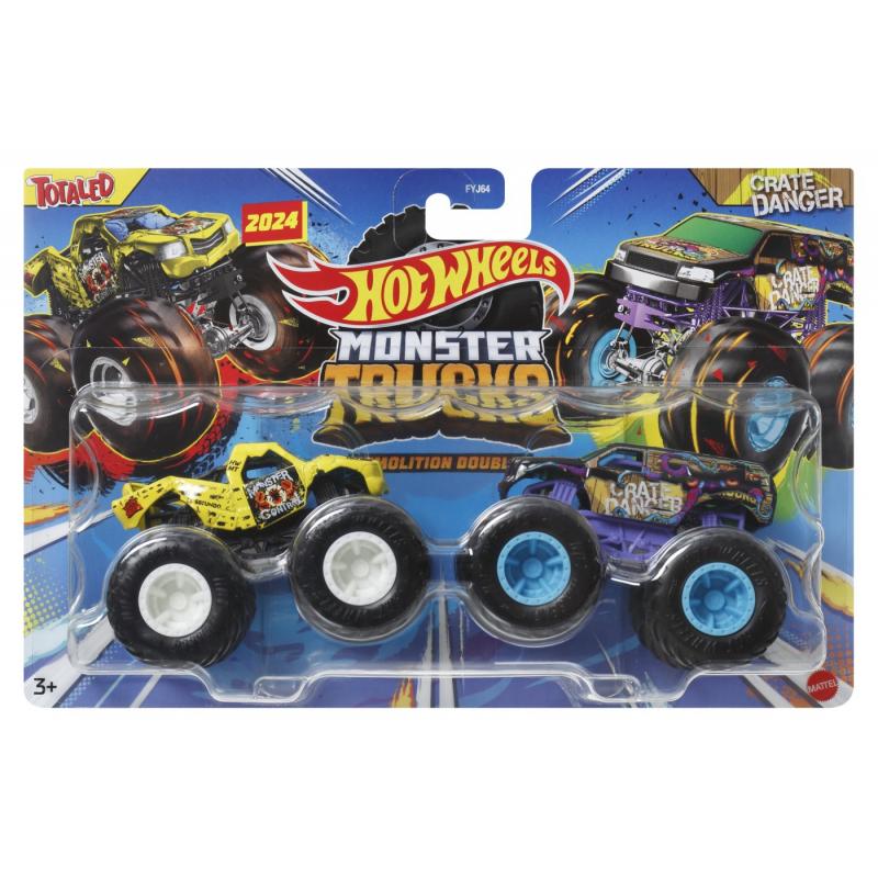 Hot wheels monster truck set 2 masini totaled si crate danger scara 1 la 64