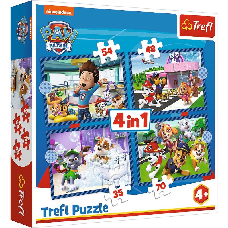 PUZZLE TREFL 4IN1 PATRULA CATELUSILOR ACTIVITATILE ZILNICE ALE ECHIPEI