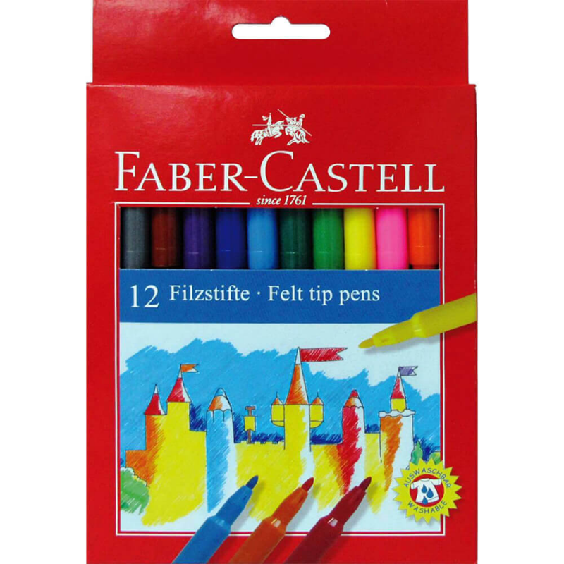 Set 12 Carioci Colorate Lavabile Faber-Castell, Carioca Pentru Copii