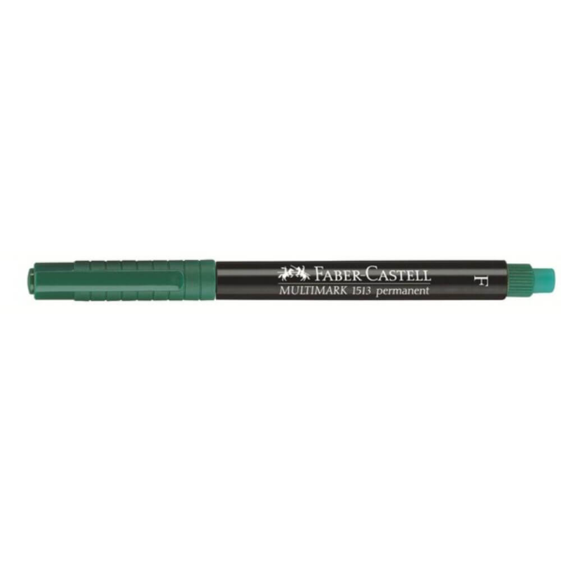 Marker Verde Permanent cu Radiera Faber-Castell Multimark, Varf F