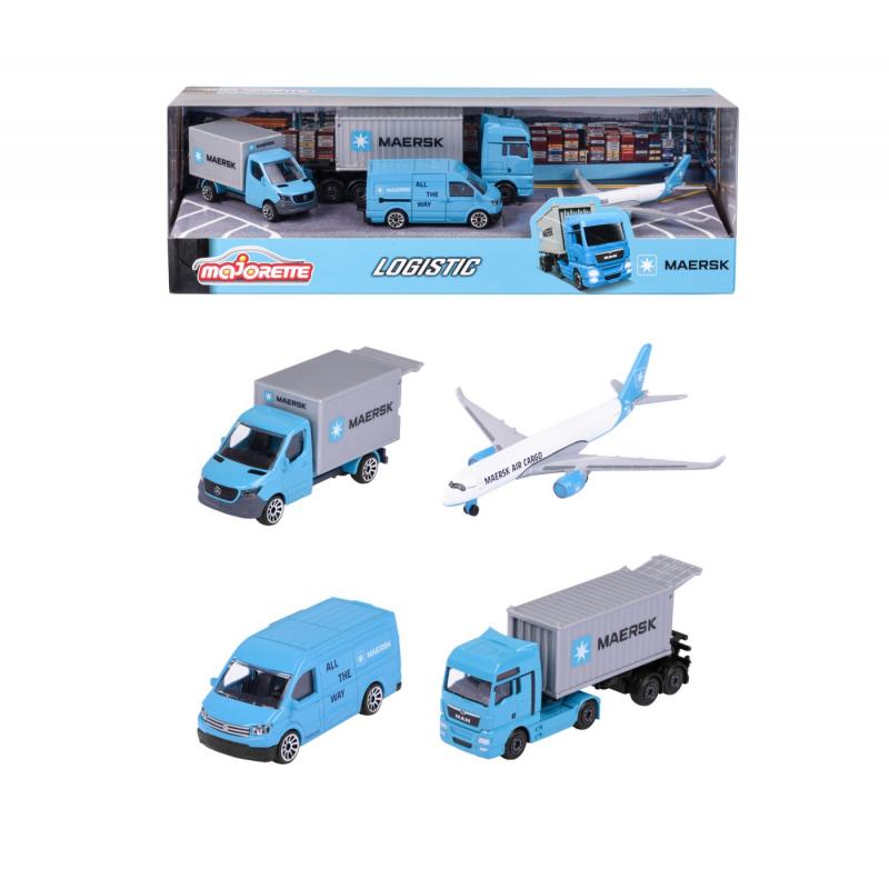 Majorette set 4 vehicule metalice de transport maersk