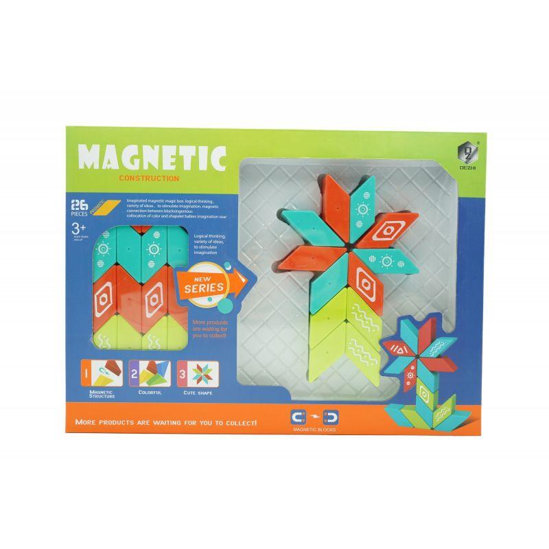 Joc educativ de construcție magnetic eMazing - 26 piese, potrivit pentru copii de peste 3 ani, în culori diverse