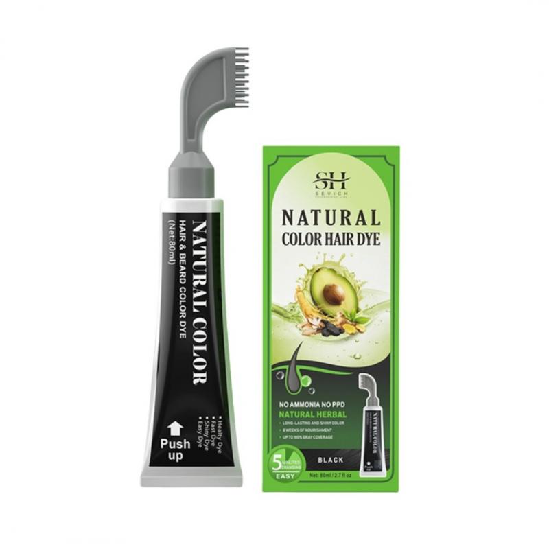 Crema de Vopsire rapida a Parului Negru, UNISEX, Formula Blanda cu Plante, Sevich, 80ml