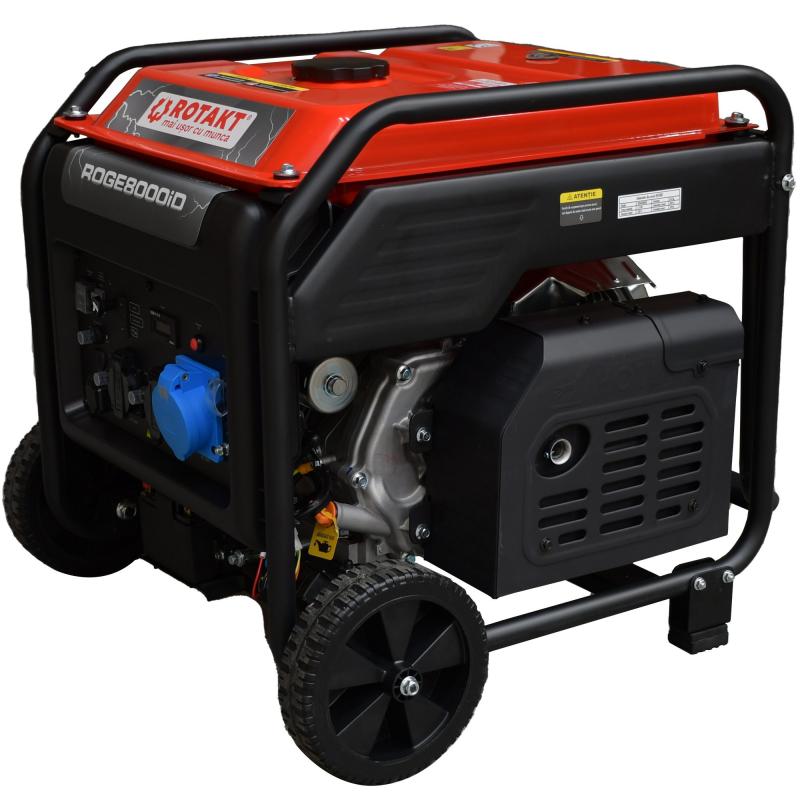 Generator De Curent Rotakt ROGE8000iD, Benzina 7.5 KW, AVR, Voltmetru, Iesire De 12V