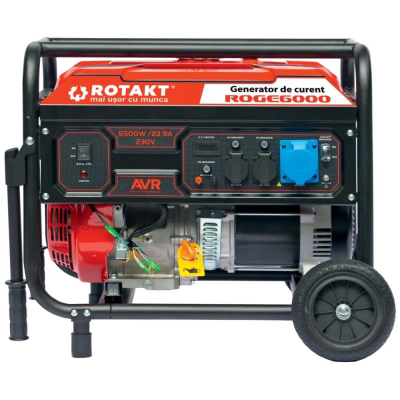 Generator De Curent Rotakt ROGE6000 6kw, Benzina, 15CP, AVR, Iesire 230V / 12V