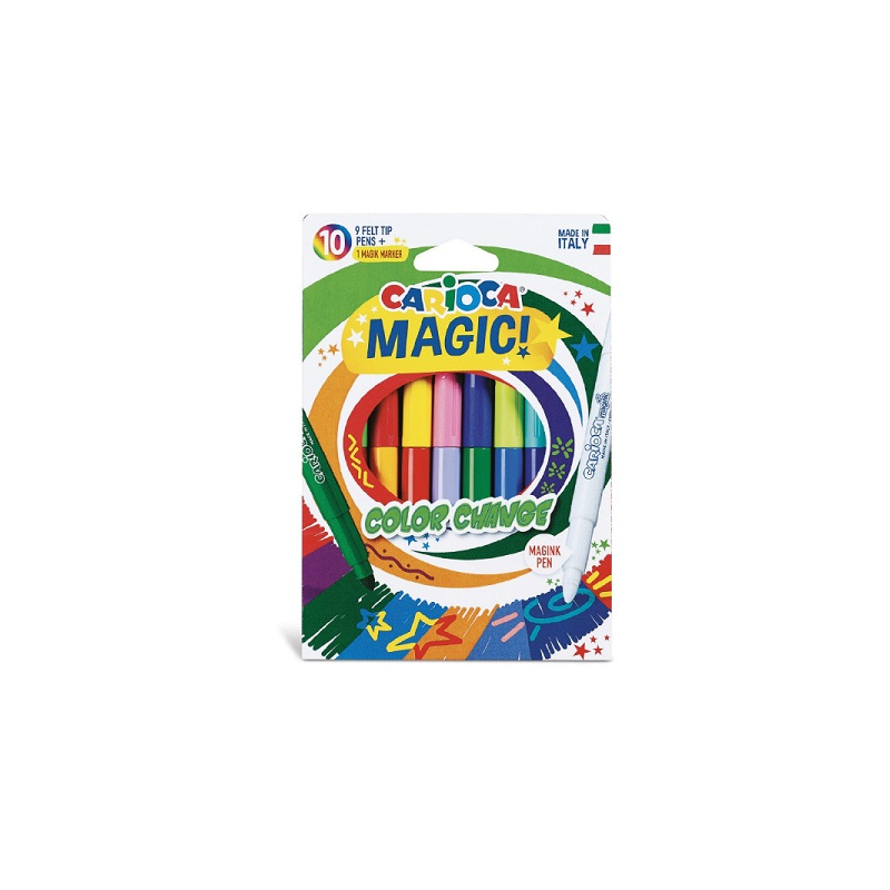 Carioca, Varf Gros - 6mm, 9 Culori+1 Magic Marker/cutie, Carioca Color Change