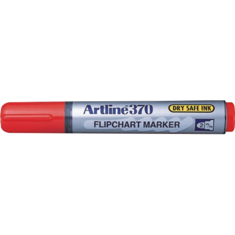 Flipchart Marker Artline 370 - Dry Safe Ink, Corp Plastic, Varf Rotund 2.0mm - Rosu