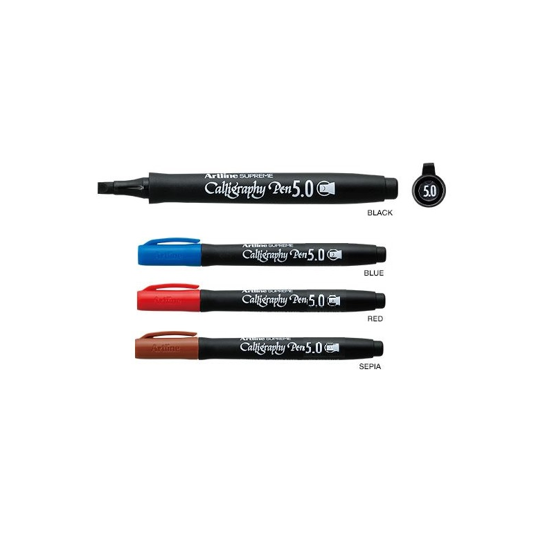 Marker Artline Supreme Calligraphy, Varf Tesit Din Fetru 5.0mm - Maro