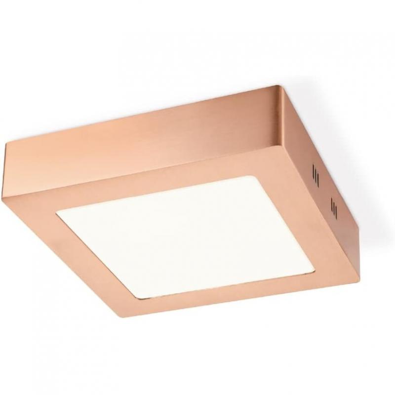 Plafoniera patrata metalica, certificata DEKRA, iluminare practica, 17 x 17 x 4 cm, LED integrat, 12W, 600 lumenI, de tavan/perete, pentru toate incaperile interioare, IP20