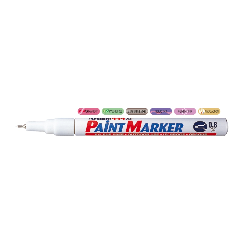 Marker Cu Vopsea Artline 444xf, Corp Metalic, Varf Rotund 0.8mm - Alb