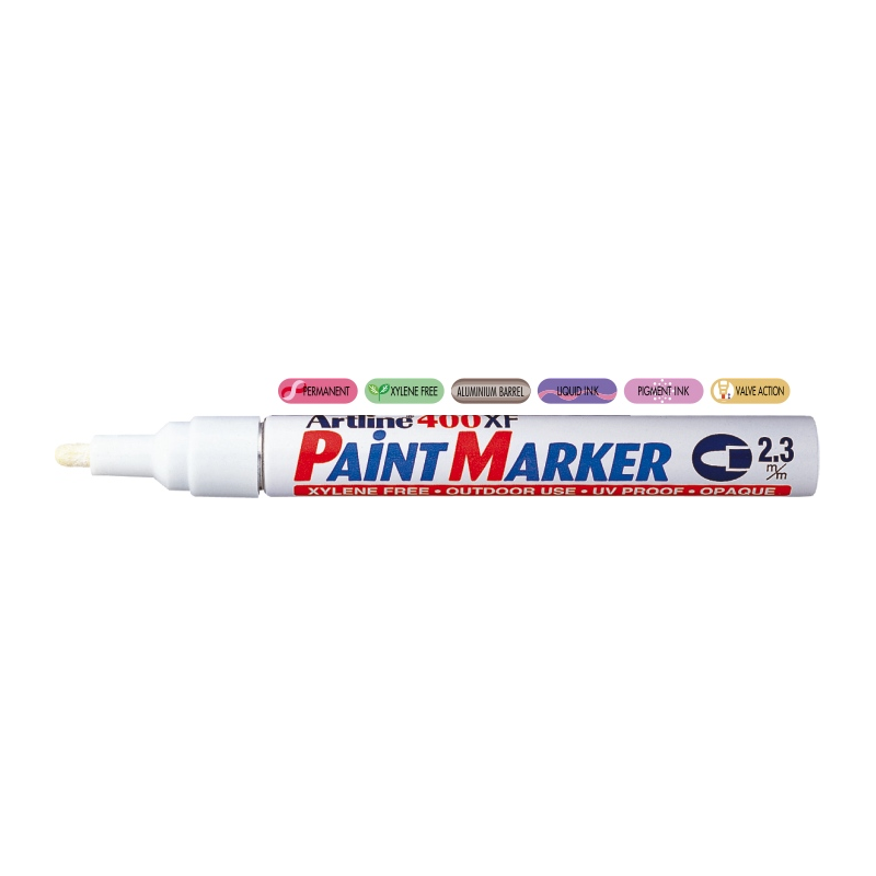 Marker Cu Vopsea Artline 400xf, Corp Metalic, Varf Rotund 2.3mm - Alb