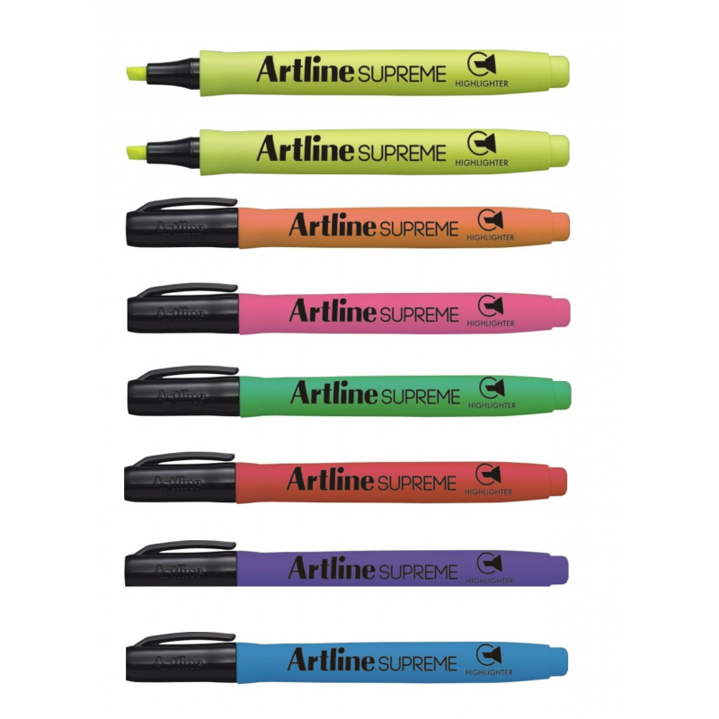 Textmarker Artline Supreme, Varf Tesit 1.0-4.0mm, 8 Culori/set - (2 X Ye, Og, Pk, Gr, Re, Lbl, Pr)