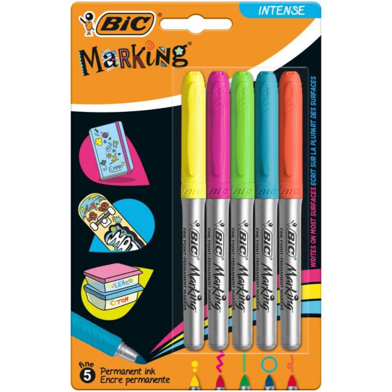 Set 5 Markere Permanete Bic Intensity, 5 Culori