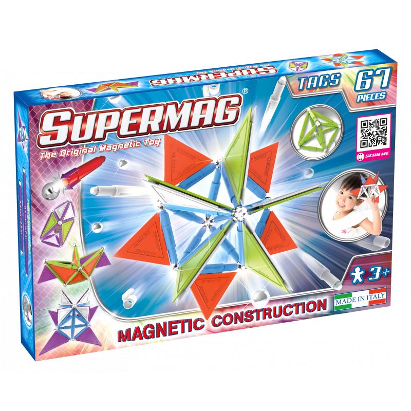 Set de constructie magnetic Supermag Trendy, 67 piese