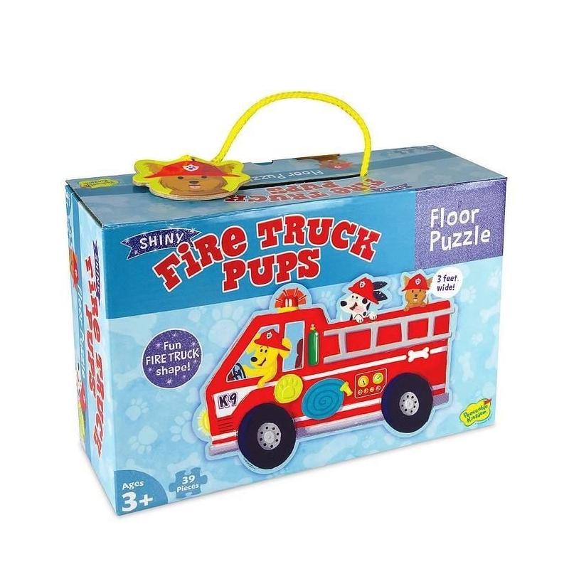 Firetruck pups puzzle - Masina de pompieri puzzle mare de podea