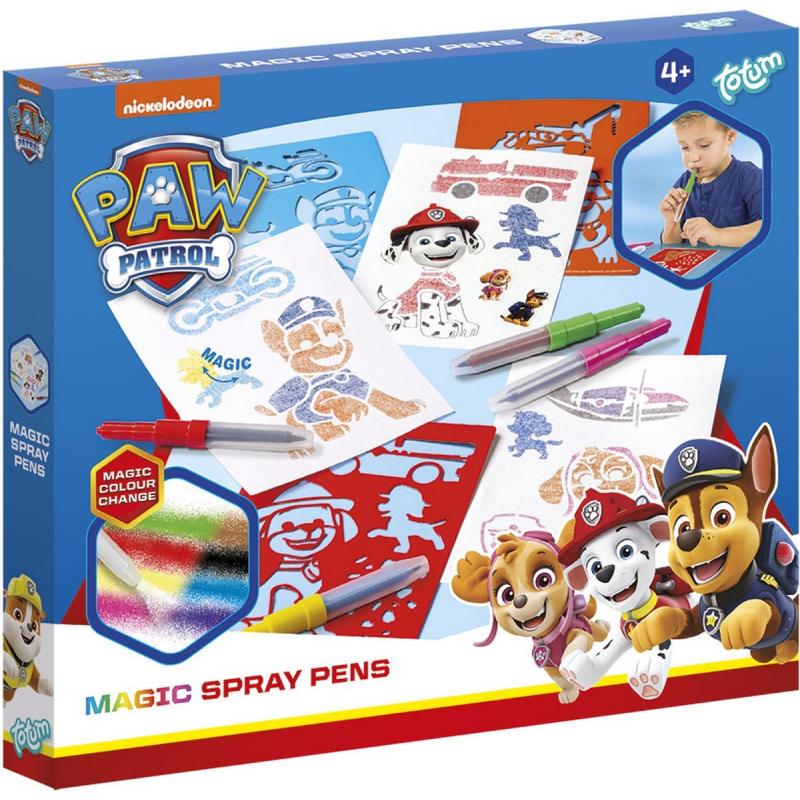 Set creativ de desenat cu sabloane si carioci spray cu Patrula Catelusilor, Paw Patrol