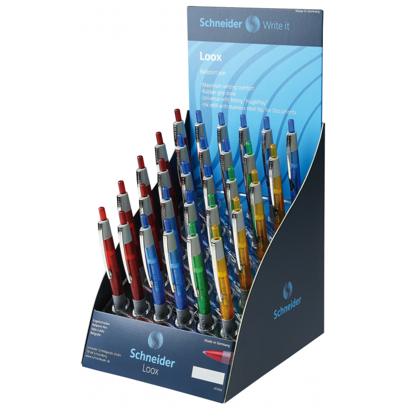 Sis Display Schneider Loox, 30 Pixuri - Culori Asortate - Scriere Albastra