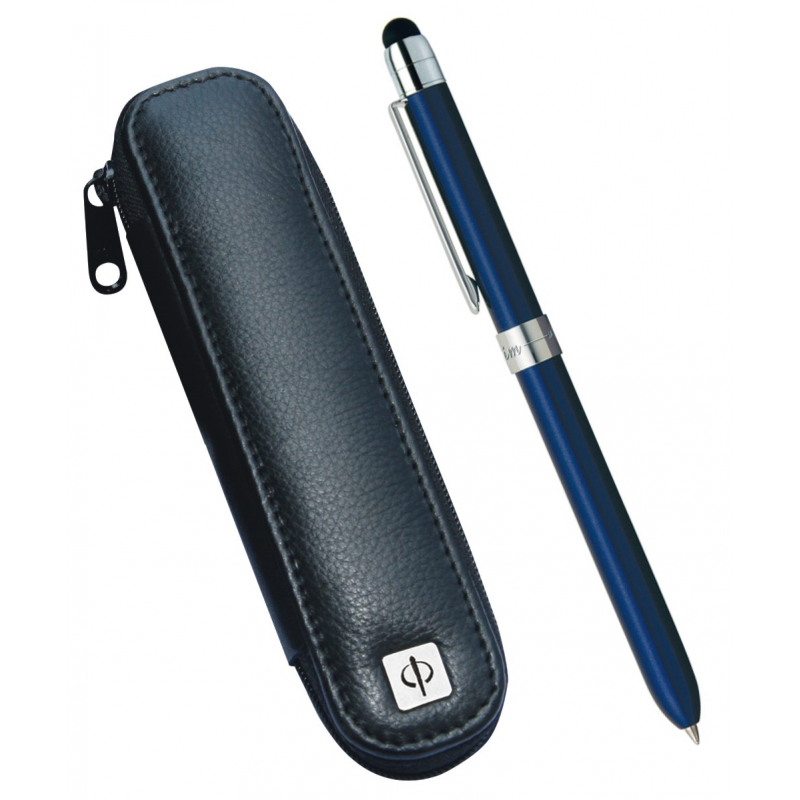 Pix Multifunctional De Lux Penac Slim Touch + Etui Din Piele, Corp Bleumarin - Accesorii Argintii