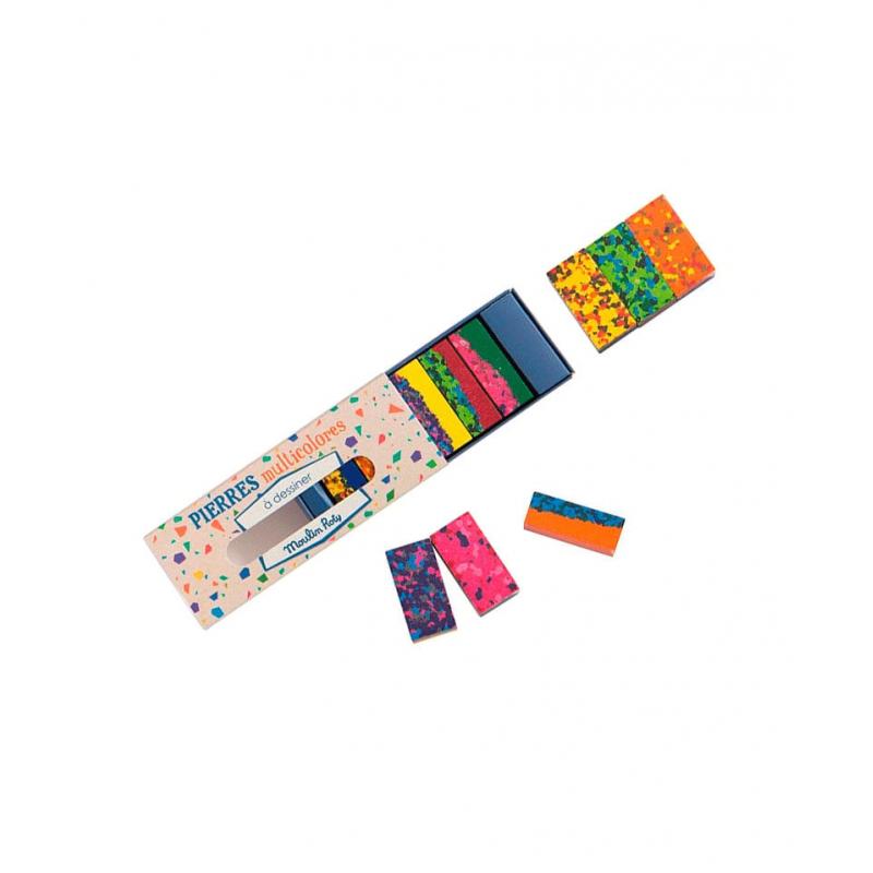 Cuburi cerate multicolore pentru desen, Moulin Roty