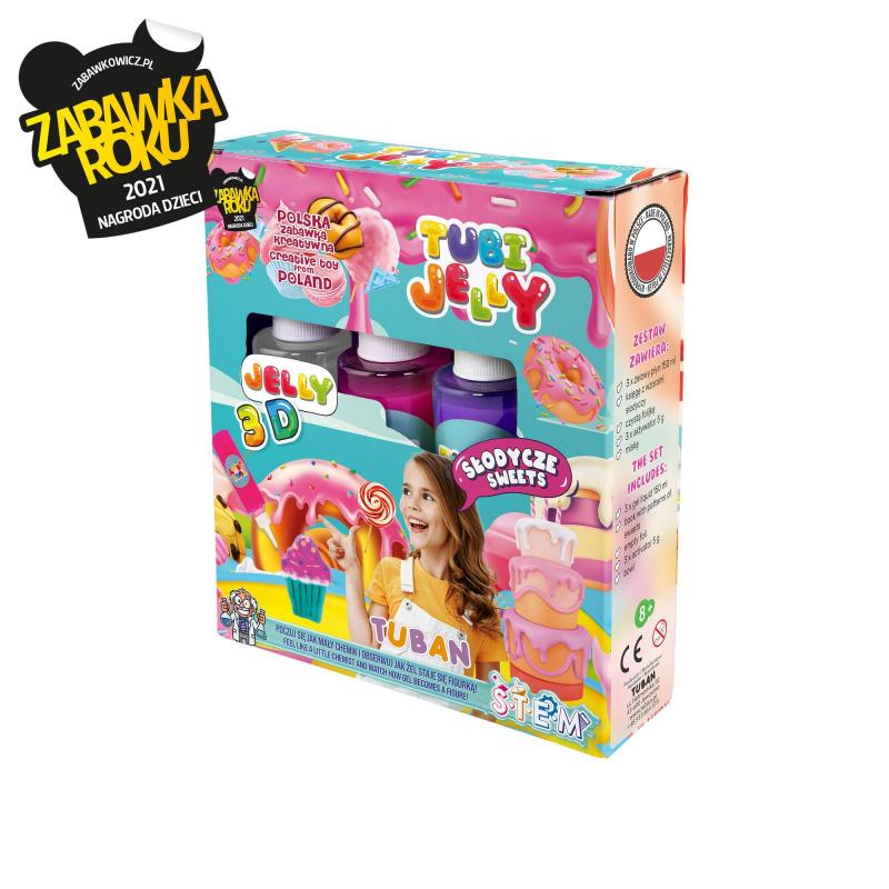 SET TUBI JELLY (gel modelator) cu 3 culori , DULCIURI